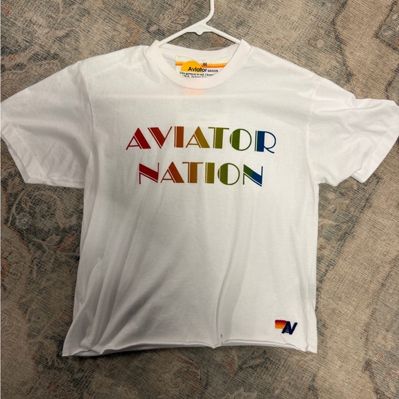 Aviator Nation Tops - Aviator Nation White Tee with colorful graphic print womens sz medium